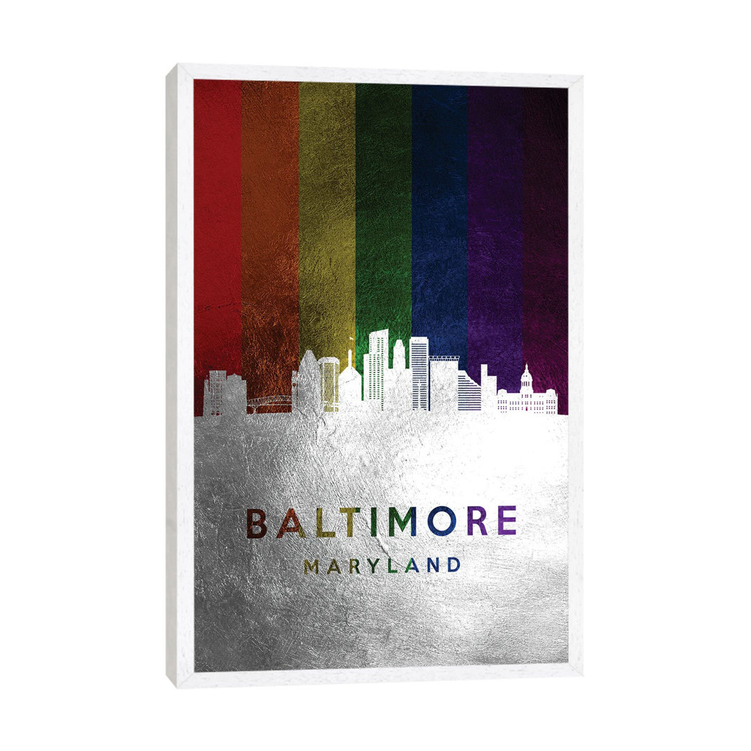 Baltimore Maryland Spectrum Skyline von Adrian Baldovino - Galerie-umwickelte Leinwand Giclée