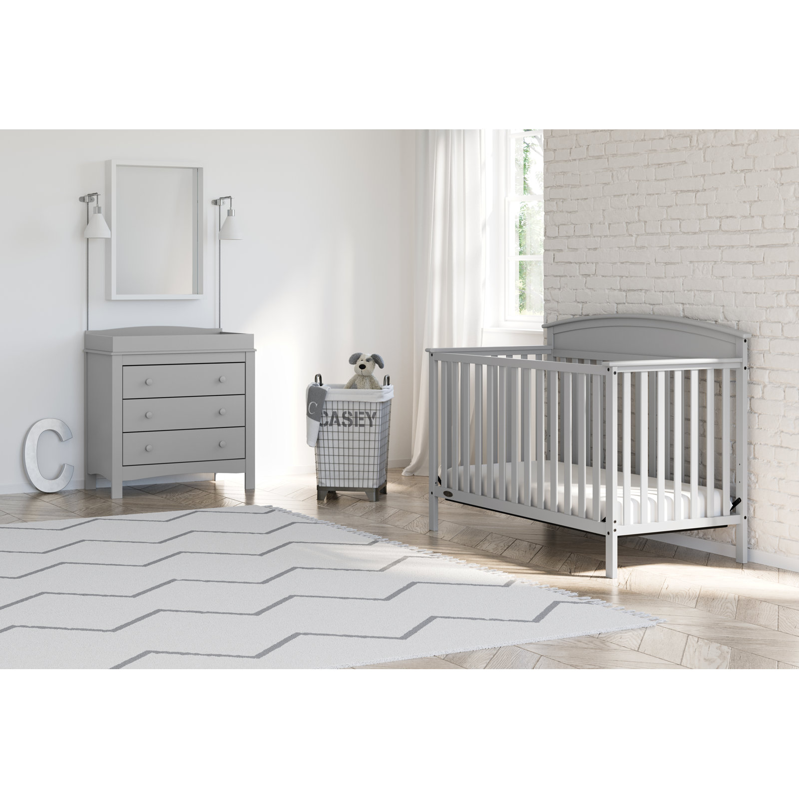 Benton Convertible Standard 2 Pieces Nursery Furniture Set, Pebble Gray