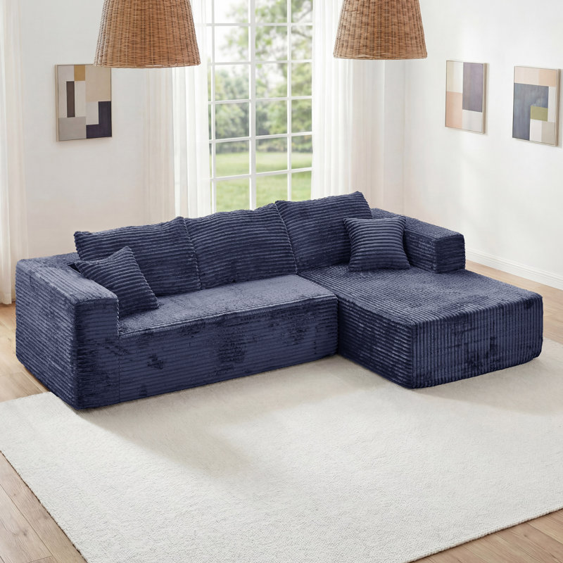 Canapé modulaire Kapellen, Bleu, Orienté à droite