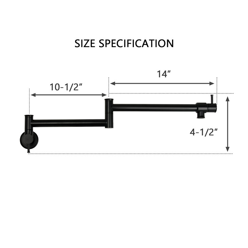 Wall Mount Pot Filler Faucet, Matte Black