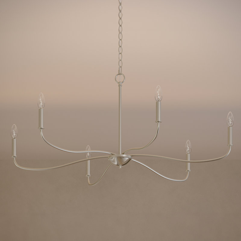Ilia 6-Light Brushed Nickel Extra Large Chandelier, 18.25" H x 42.25" W x 42.25" D, Brushed Nickel