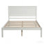 Base de lit plateforme avec tête de lit, support à lattes de bois, aucun sommier requis, double, blanc