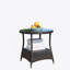 Table basse ronde pour l'extérieur avec 1 table basse en verre trempé transparent