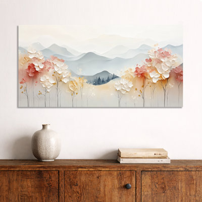 «Cream Pink Autumn Mon monochrome Drift Hills II», impression sur toile encadrée crème