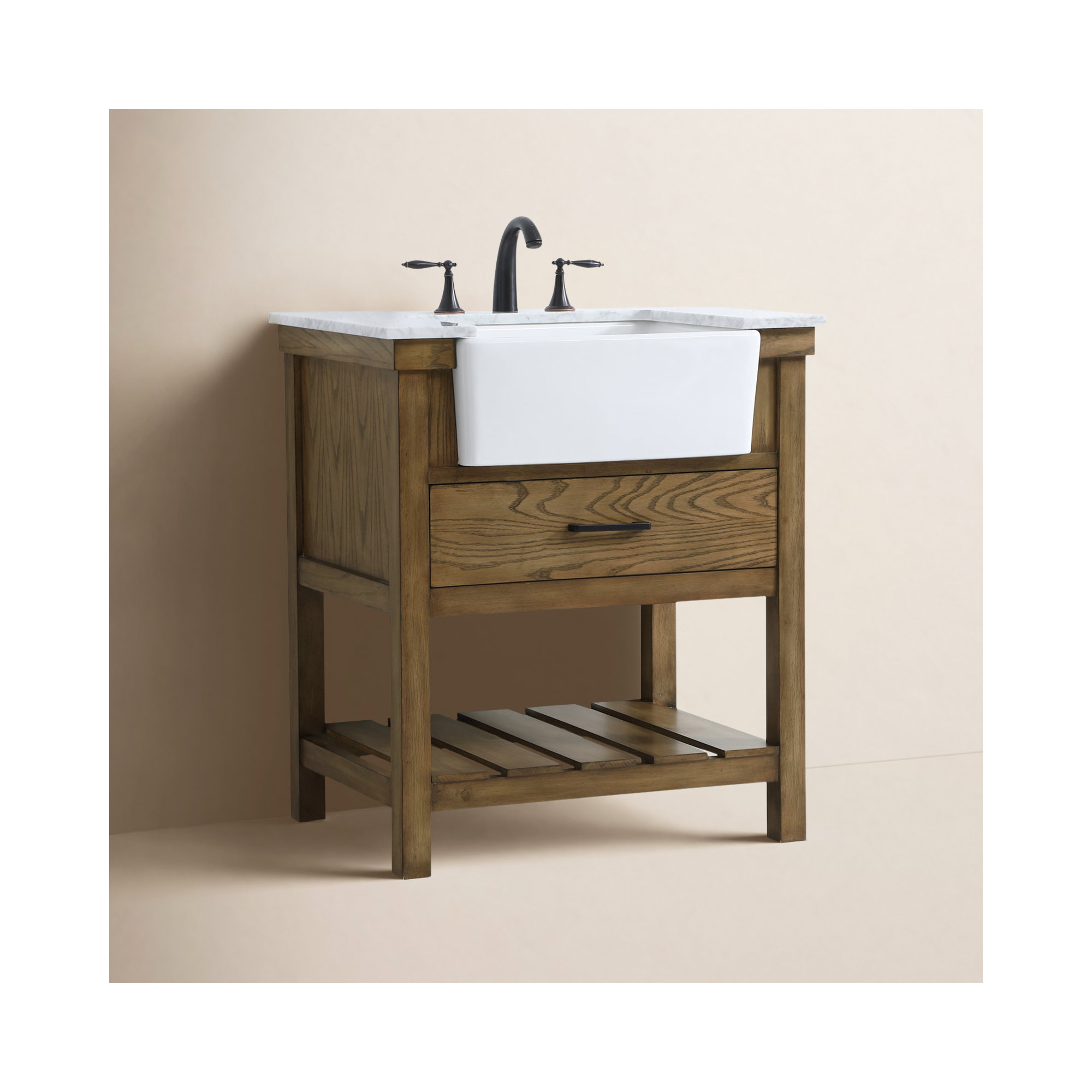 Pelaghia 30'' Single Bathroom Vanity, Dark Brown