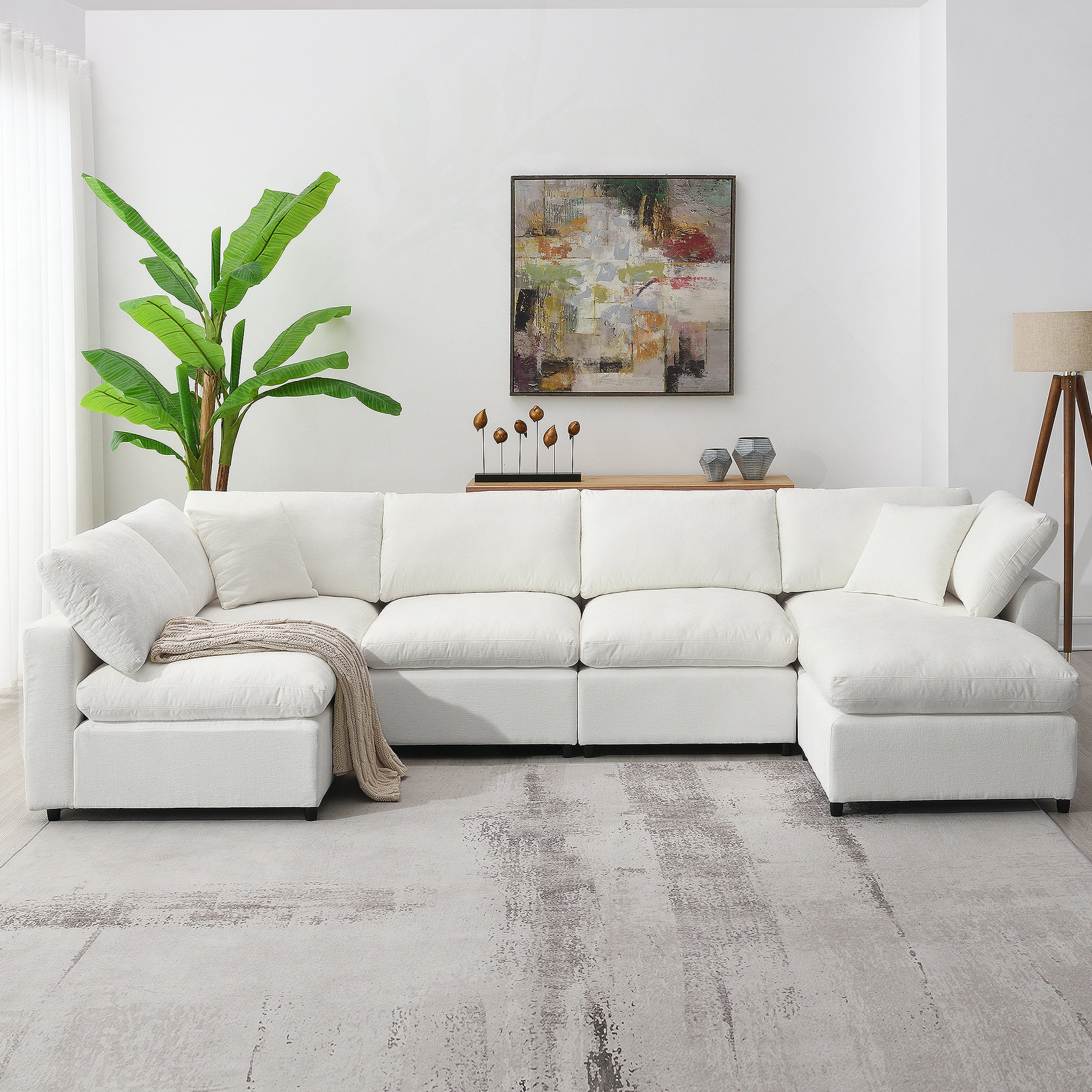 Latitude Run Modern Modular Cloud Sofa Bed 6 Seat Chenille Sectional