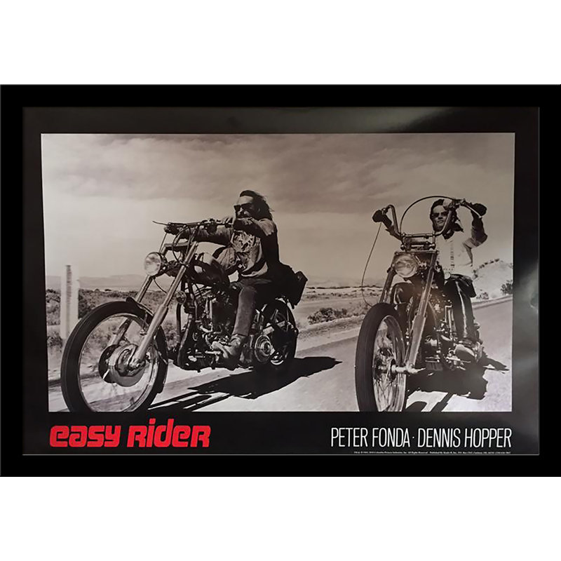 Easy Rider-reproduction de photo sur papier, H 26,5 po x l 38,5 po x P 1,25 po, Papier encadré noir