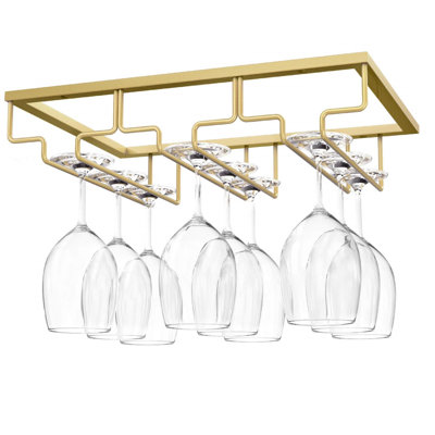 Iron Wine Glass Rack in Gold