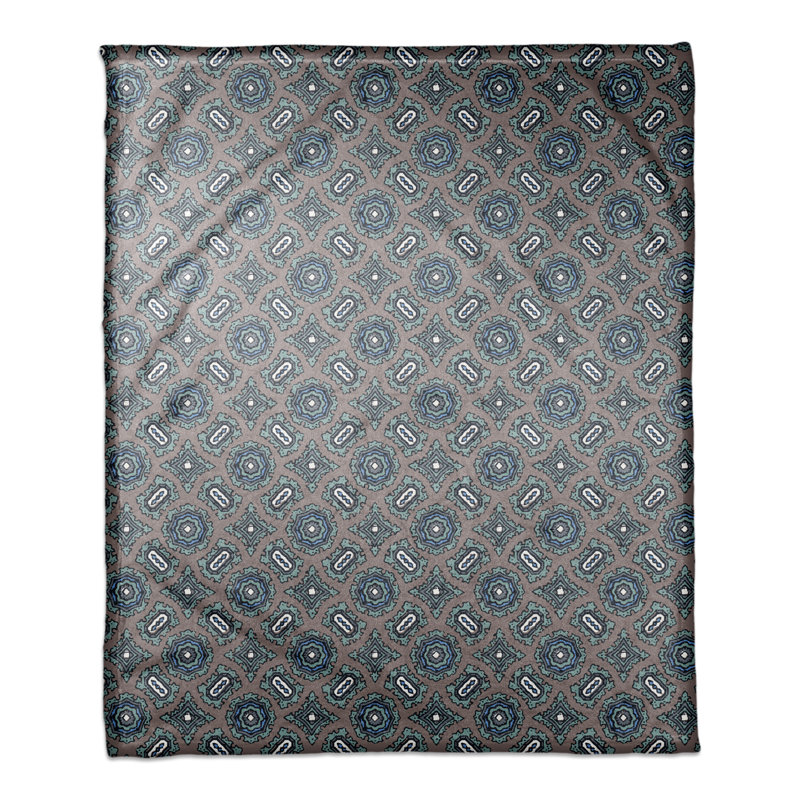 Couverture à motif mandala , Bleu / gris