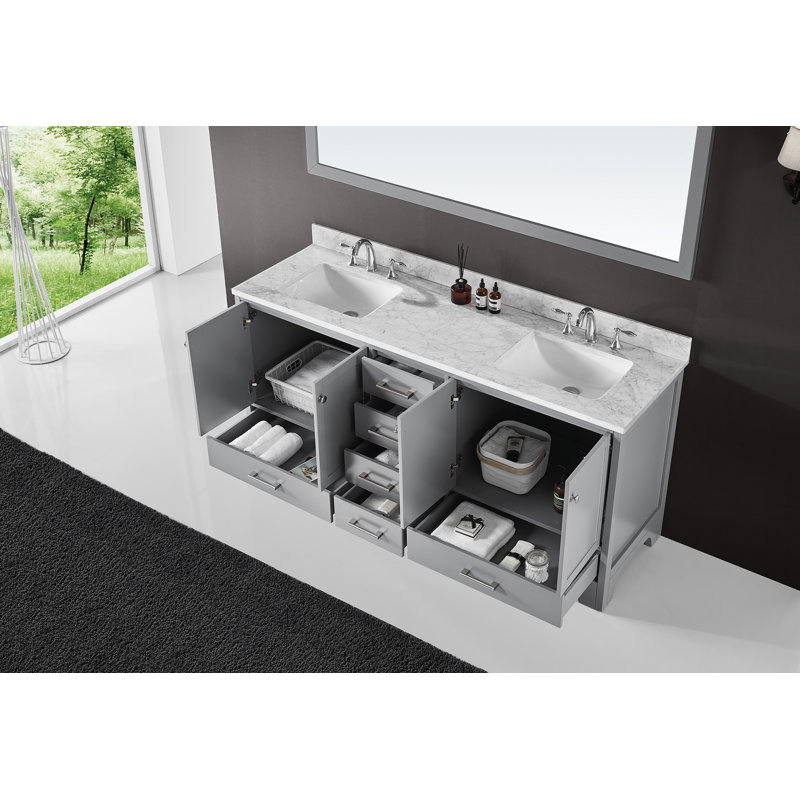 Ensemble de meuble-lavabo double 72 po Cassel, Gris taupe