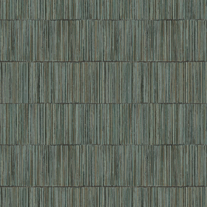 Boutique Shimmery Geometric Bamboo Stripe Wallpaper Roll, Blue