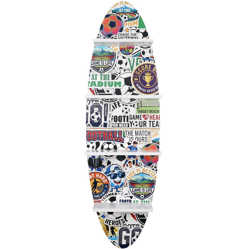52''H Surfboard Wall Shelf with Printed Surface