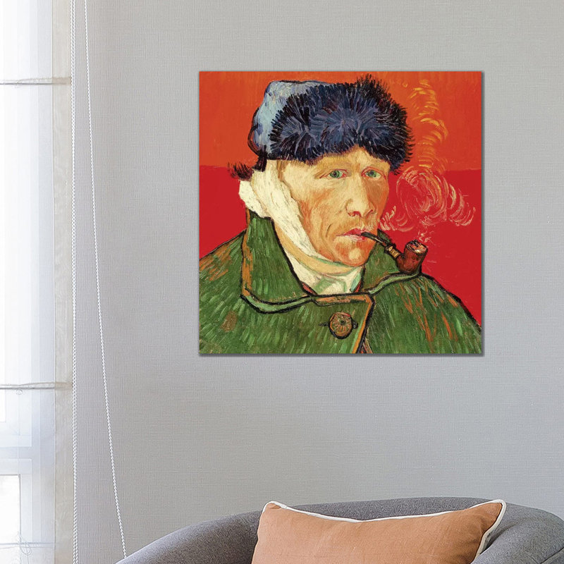 Self Portrait With Bandaged Ear, 1889 by Vincent Van Gogh - Wrapped Canvas Painting, 66.04 cm H x 66.04 cm W x 3.175 cm D