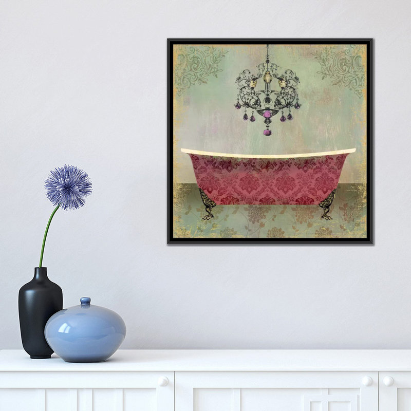 « boudoirs, salle de bain ii », impression sur toile, H 26 po x l 26 po x P 1,5 po, Toile encadrée noire, Pas de tapis