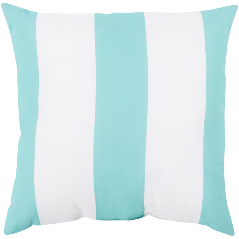Rain Striped Outdoor Throw Pillow, 20" x 20", Navy/Ivory