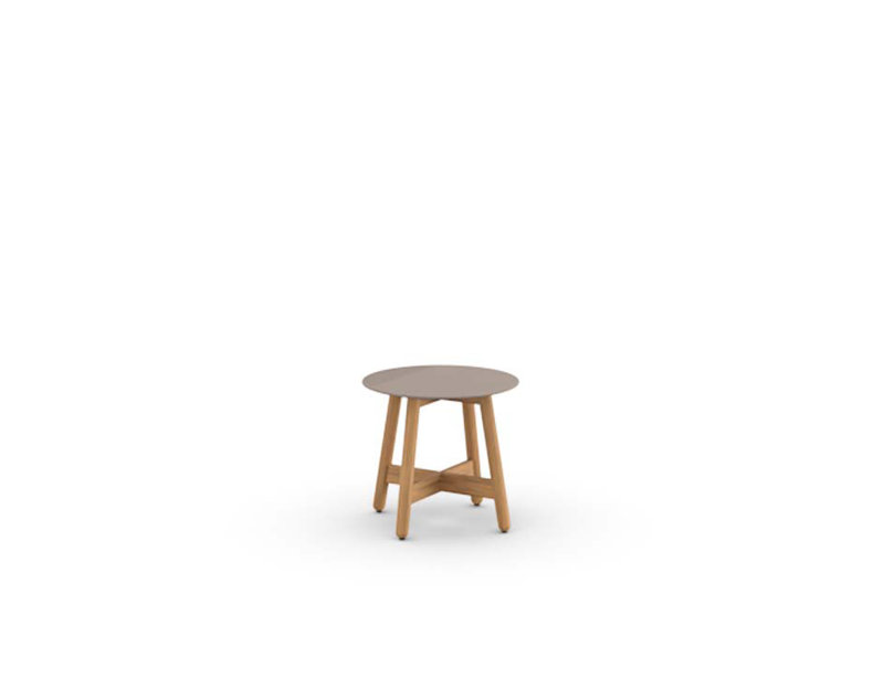 Mbrace Outdoor Round Teak Side Table, Taupe