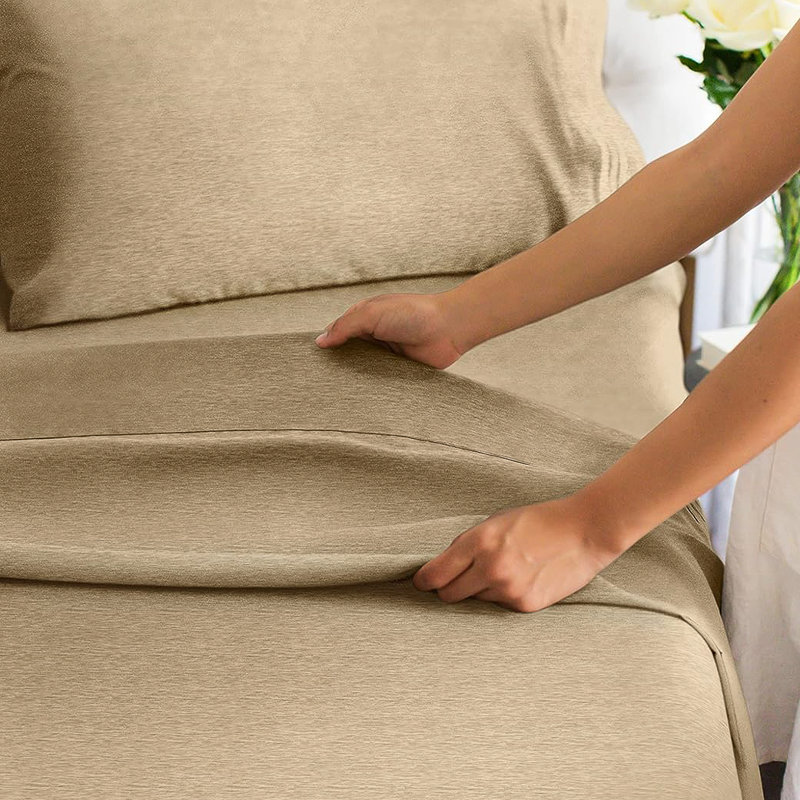 Heathered Tan Queen Microfiber Deep Pocket Sheet Set