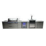 Mont Alpi 6-Burner Stainless Steel Outdoor Island Grill + Refrigerator & Sink + 3 Beer Tap Kegerator