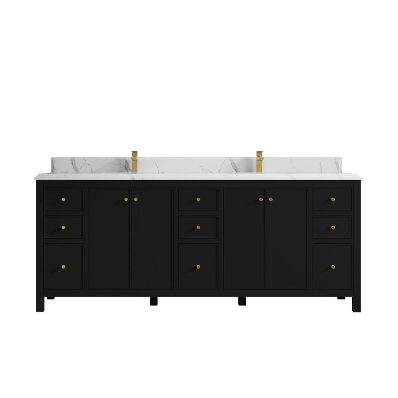 Ensemble de meuble-lavabo double 84 po Chicago, Calacatta Laza