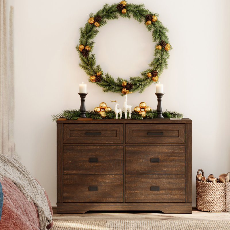 Laziza 47.2" W 6-Drawer Soft Close Double Dresser , Brown