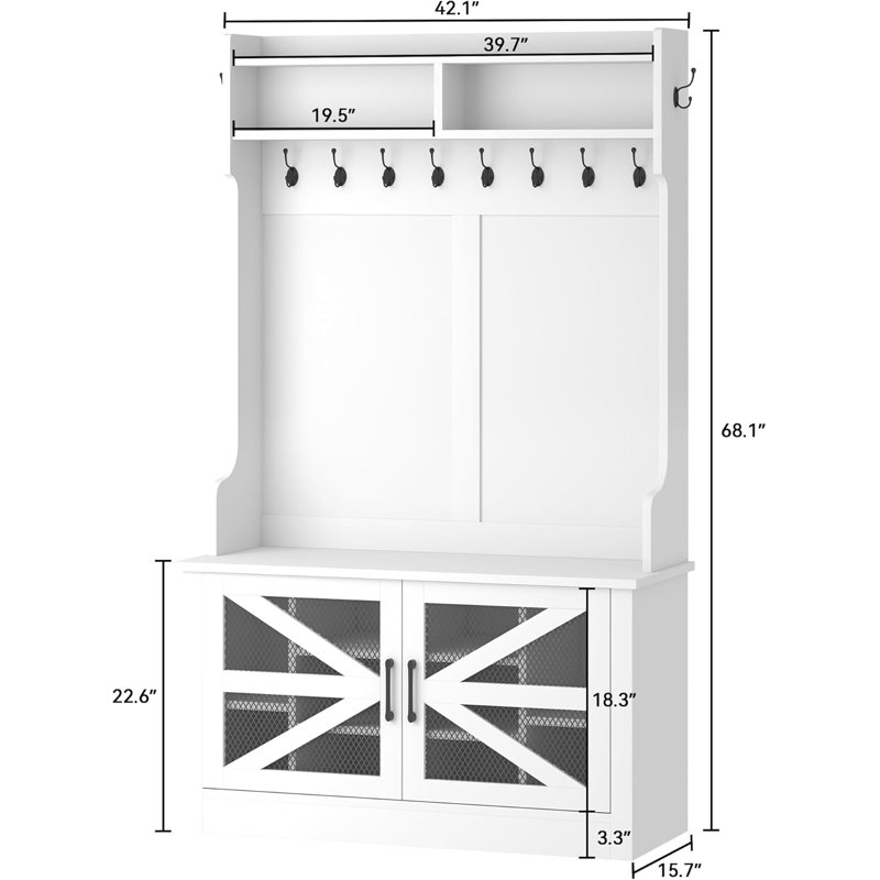 Senga Hall Tree 42.16'' Wide with Bench and Shoe Storage