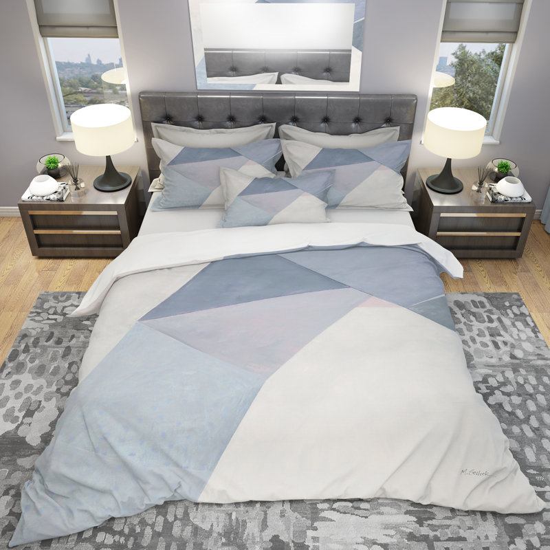 Blue Microfiber Duvet Cover Set, King Duvet Cover + 2 Shams