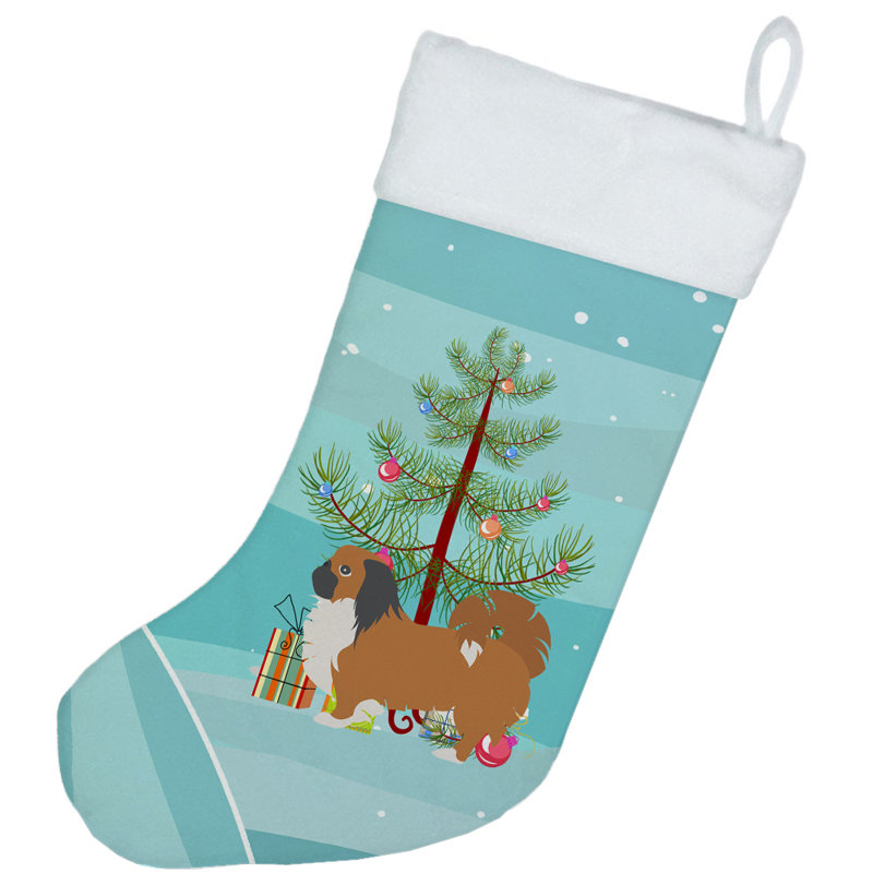 Chaussette de noël joyeux de noël, Pékinois brun
