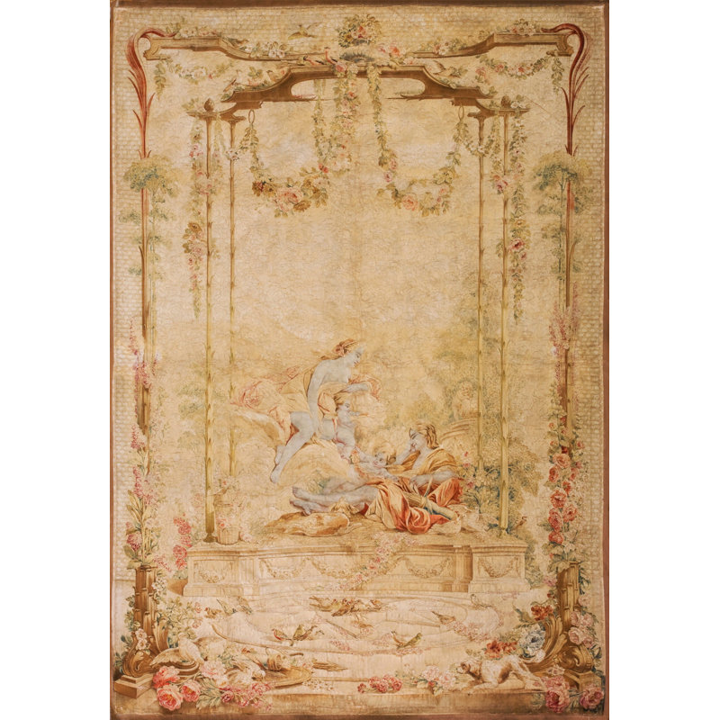Antique Tapestry French Ivory 1750s Rug