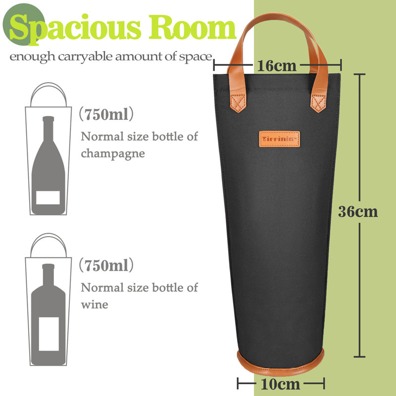 Tirrinia Single Wine Bottle Carrier, Black