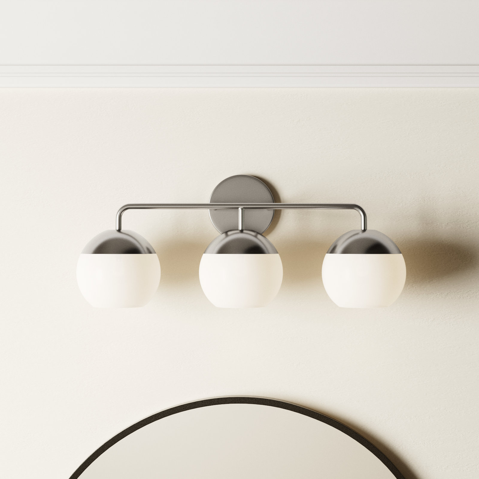 Avoca 3 Light Frosted Dimmable Vanity Light, Brushed Nickel