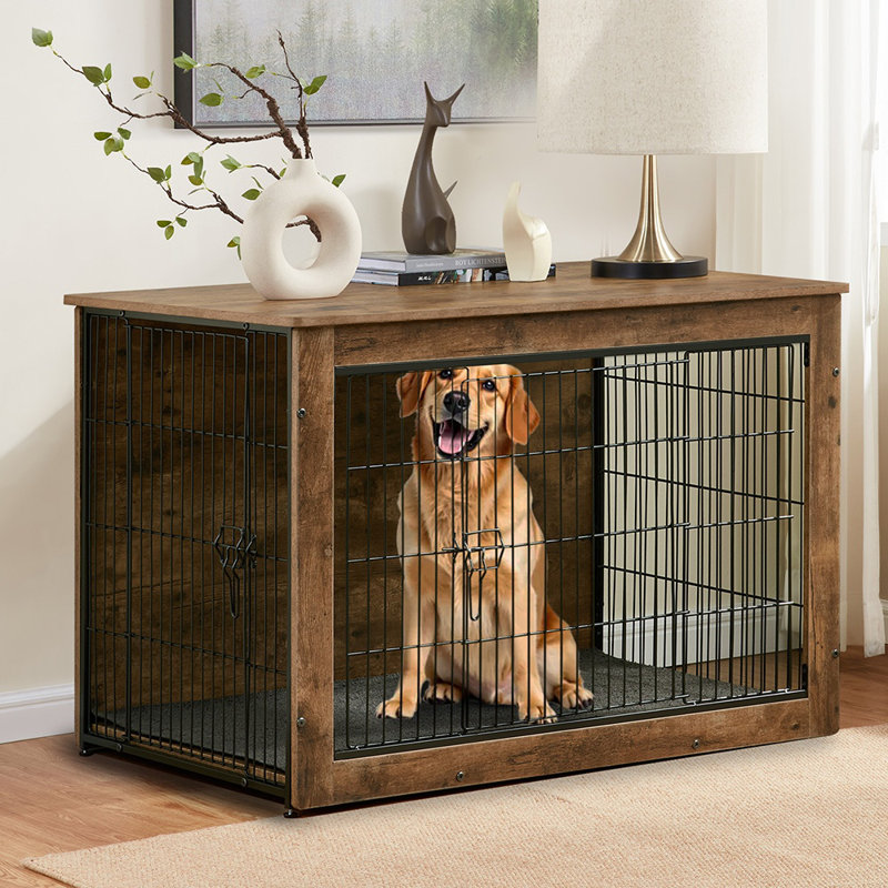 Furniture Style Dog Crate With Mat, Large (31.3" H x 29.5" W x 44" D)