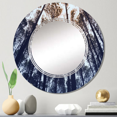 Hauts arbres centenaires dans la forêt de pins - Miroir mural traditionnel