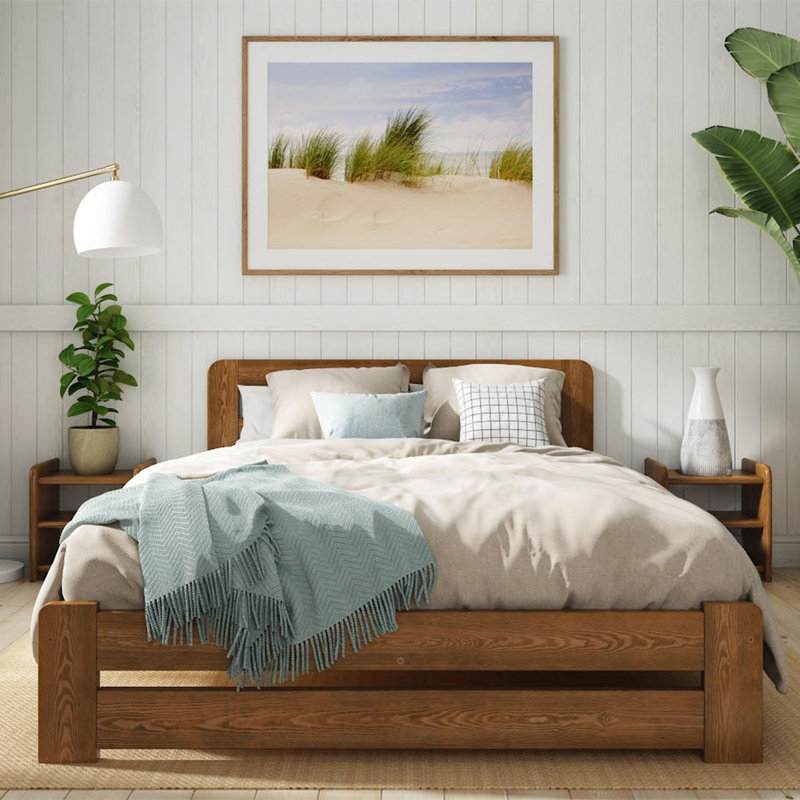 Nodax Wooden Bed Frame Aurora (F1) - Solid Pine Wood, Easy Assembly, Sturdy Slats & Extra Support Legs Bed Frame Furniture