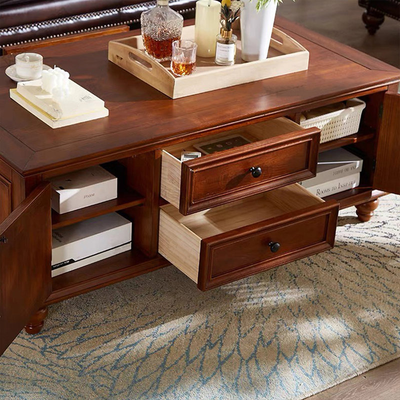 Table basse rectangulaire en bois massif noisette