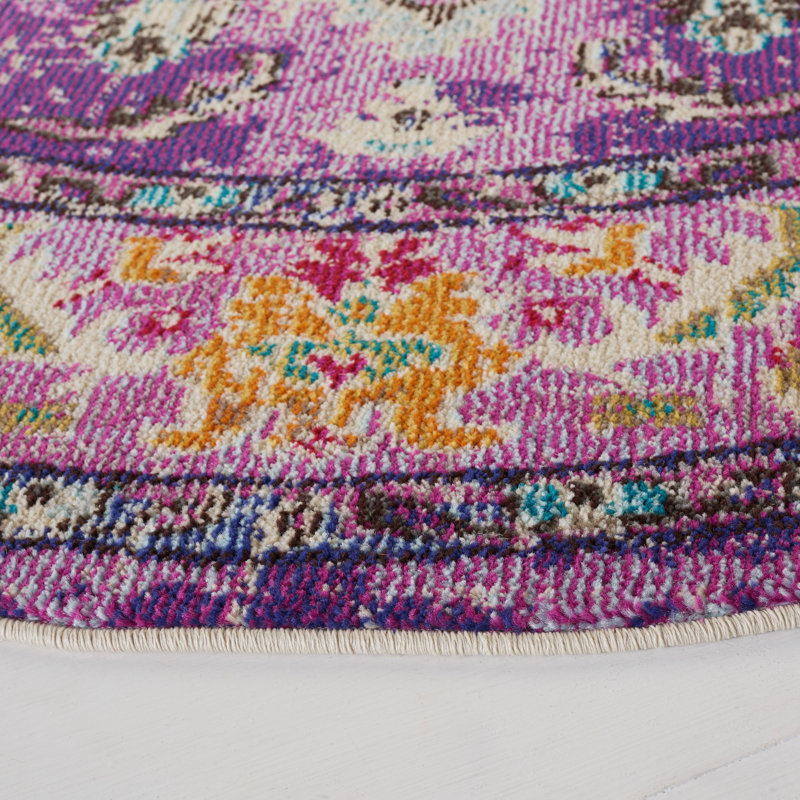 Tapis oriental Almyra, Rond 9 pi, Violet/Light Blue