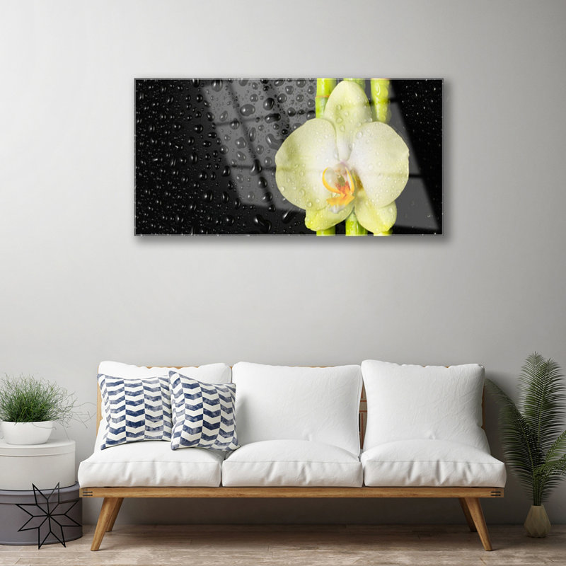 Floral Bamboo Tube Flower - No Frame Print on Glass