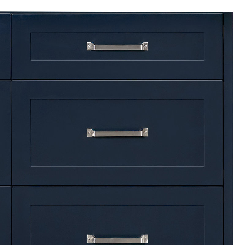 ARIEL Monroe 72 Double Sink Bathroom Vanity with Carrara Quartz Top, Midnight Blue, 60" - 61", Carrara White Quartz