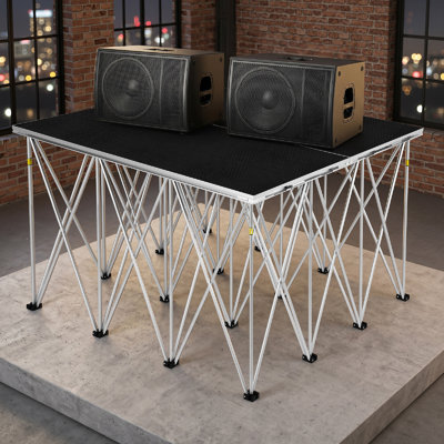 Plateforme de scène portative pliable 4 x 4 pi, élévateur à 32 tiges de 16 pouces de hauteur, 1540 lb / pi²