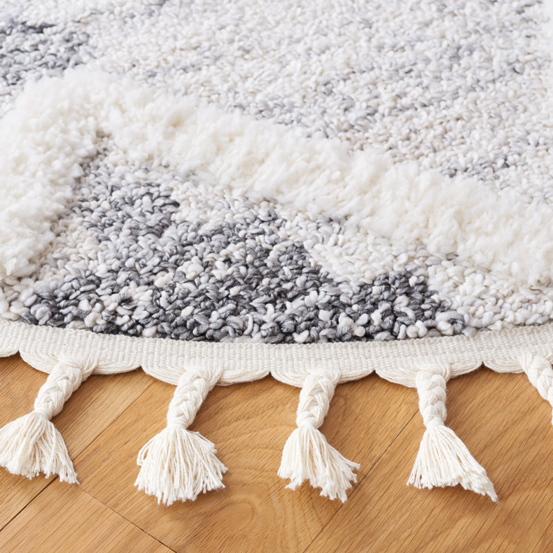 Tapis à poils longs Jeanaya Performance, Rond 6 pi 7 po
