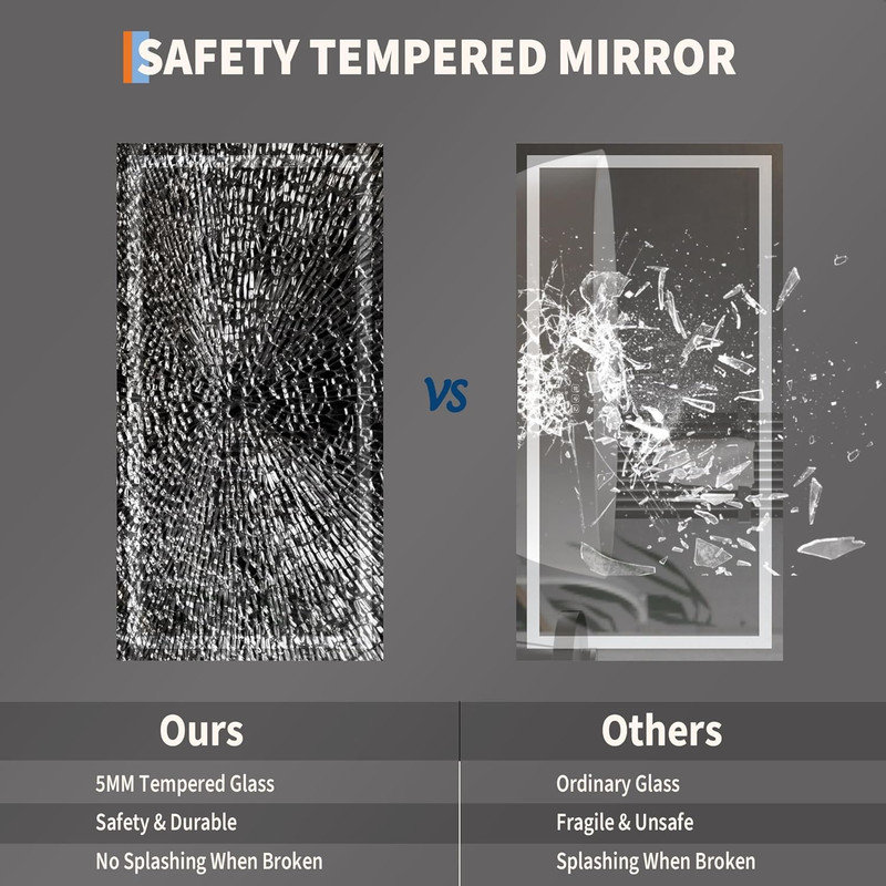 LED Bathroom Mirror with Lights, Dimmable Anti-Fog Smart Vanity Mirror with Memory Function, 26" x 50"