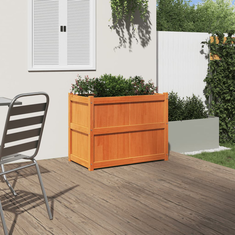 Wooden Kogut Flower Box, Natural Orange, 27.56" H x 35.43" W x 19.69" D, 1