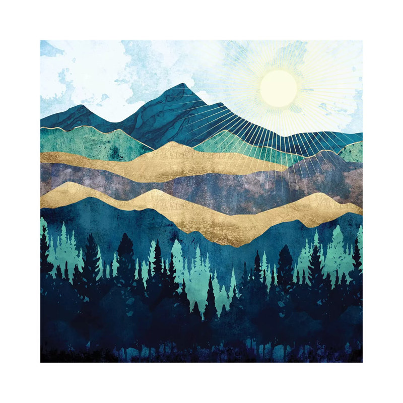 Forêt bleue - Imprimé, Toile tendue, H 18 po x l 18 po x 1,5 po