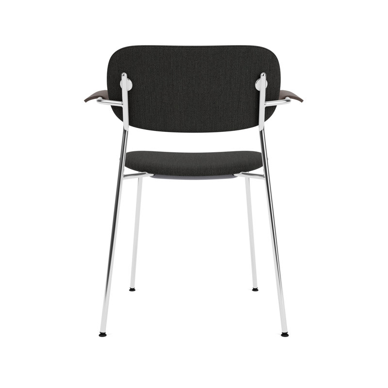Co Upholstered Arm Chair, Black Oak, Chrome, Black Linen