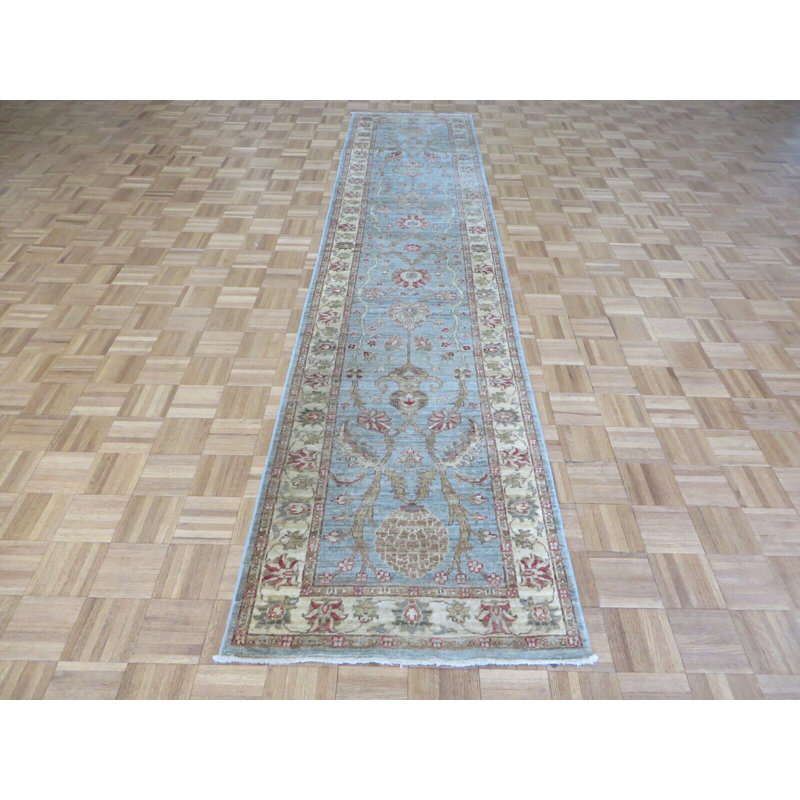 Hilbun One-of-a-Kind 2'8" X 12'2" Wool Area Rug in Light Blue