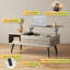 Table basse pour le salon, table basse à plateau relevable avec rangement, petite table de salle à manger en bois avec tablette de rangement et compartiment caché, grège 39 po