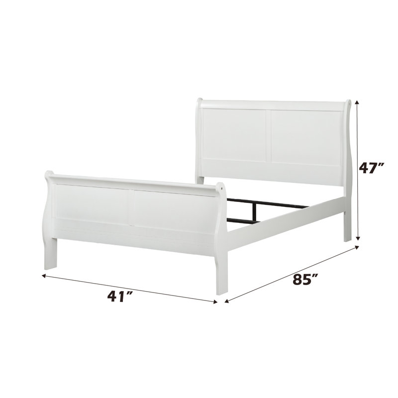 Lit simple blanc - Design élégant en pin massif, placage de gomme et panneaux de particules. Courbes gracieuses. Sommier à lattes bas. Sans espace de rangement. Profondeur : 104 cm ; largeur : 216 cm ; hauteur : 119 cm. Poids : 21 kg. Fabrication élégante.