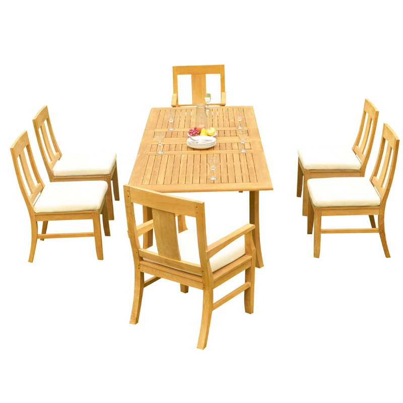 Ensemble de salle à manger rectangulaire en teck pour 6 personnes Kevon, H 30,5 po x L 71 po x l 40 po