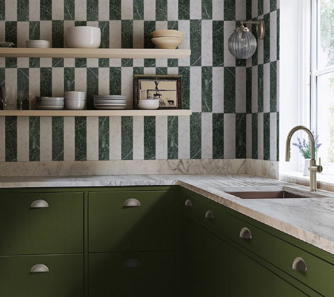 Aged Marble 3" x 12" Tile, Verde