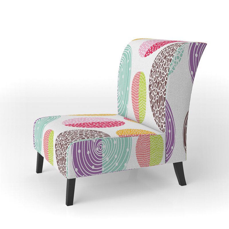 Fauteuil de chambre rembourré multicolore à motif de cercles multicolores