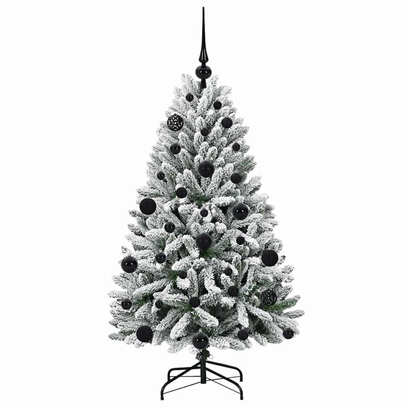 Artificial Christmas Tree Green and White PVC and Metal, 3.94 ft